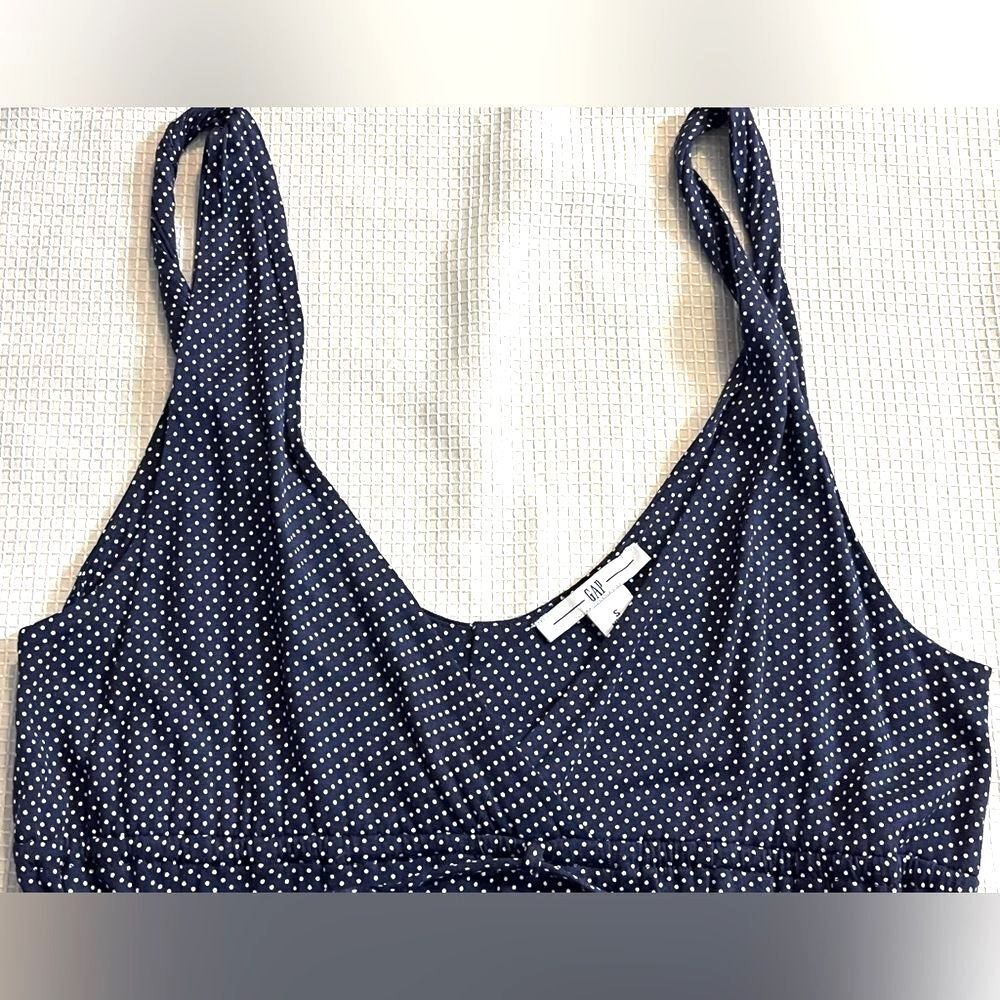 GAP Twist Strap Navy Blue with White Polka Dots Summer Dress Women’s Size Small - Picture 7 of 10